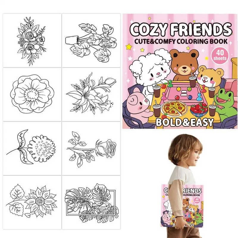 Livro para colorir para alívio do estresse, criativo, 40 folhas, livros para colorir, doodle, alívio do estresse, desenho, brinquedo para família, amigos, crianças