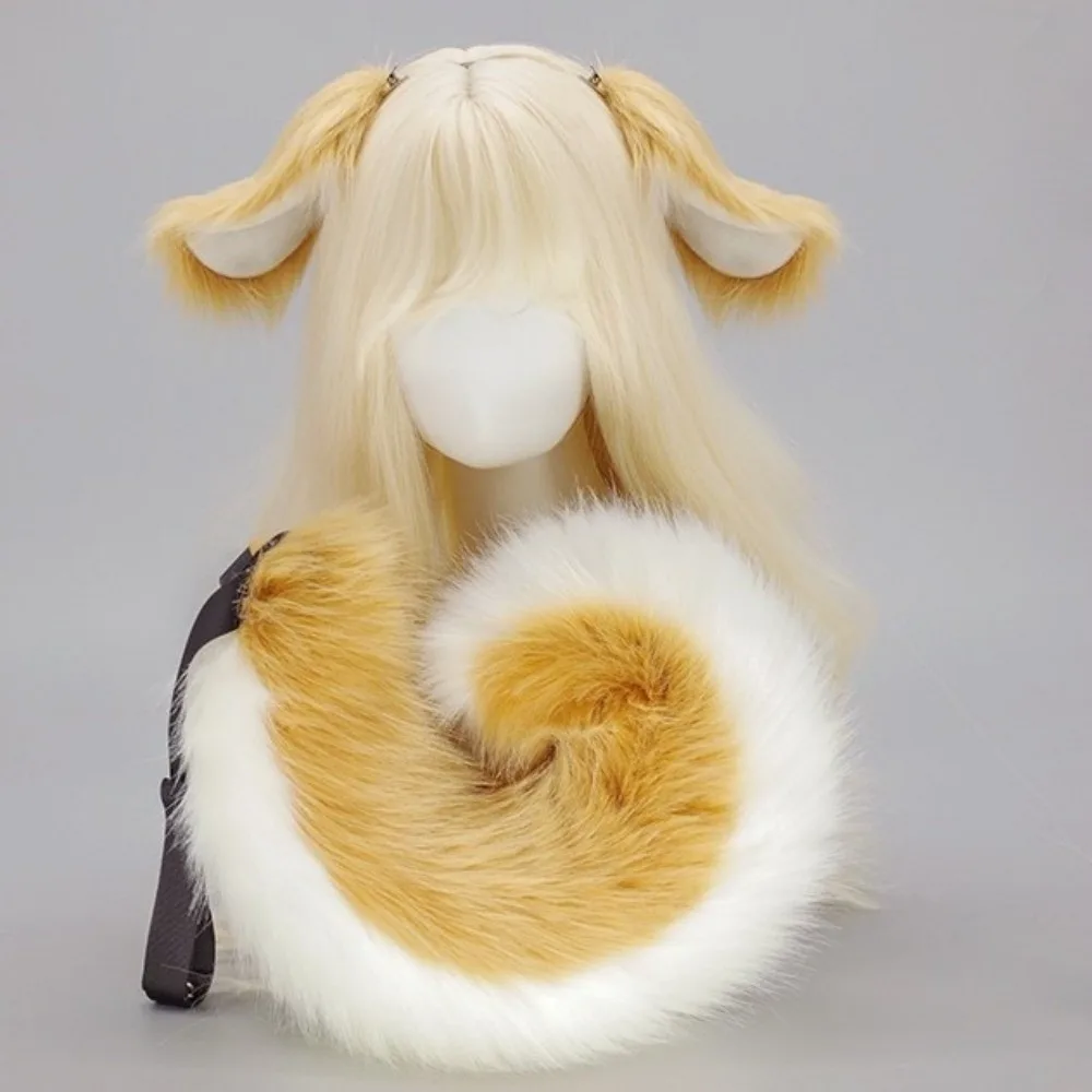 Fashion Furry Cosplay Props Rabbit Cartoon Cute Dog Ears Tail Set Halloween Role Play Plush Animal Tail Cartoon Themed Party