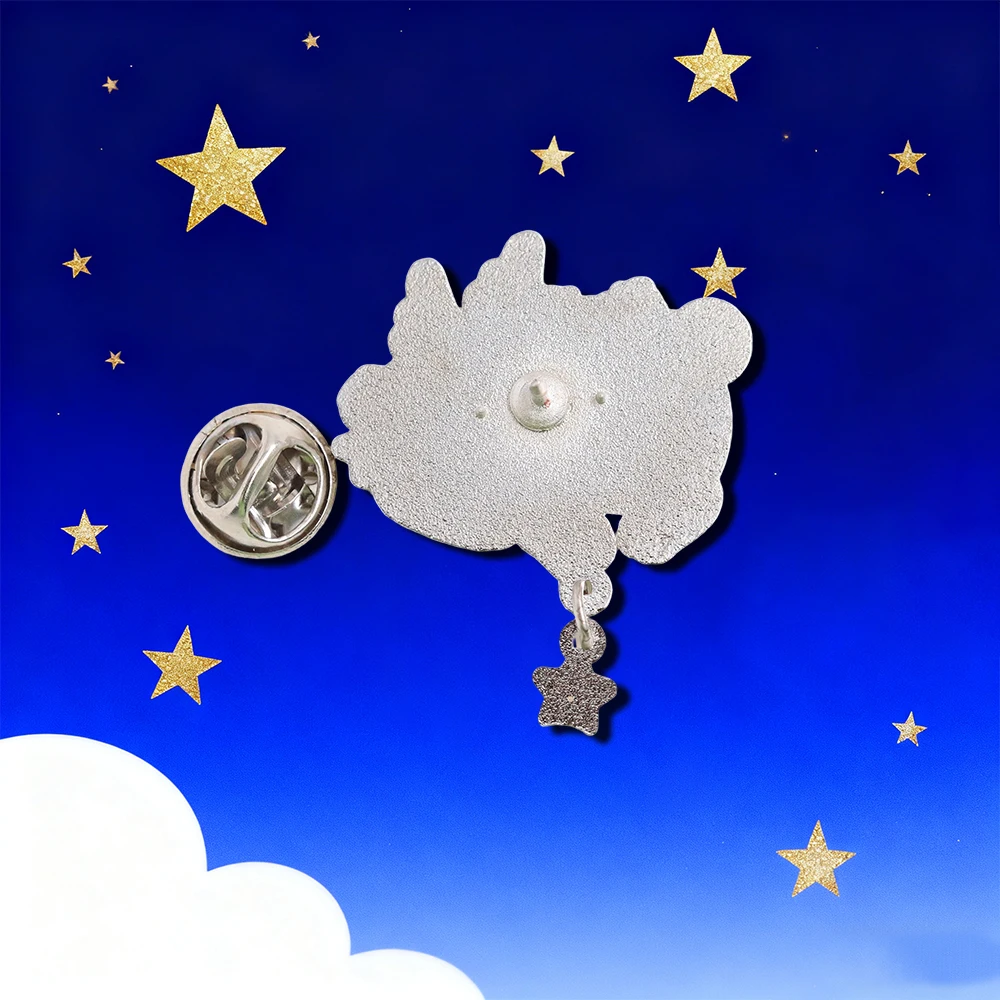 Adorable Star Angel Bear Enamel Brooch Blue-Winged Sleeping Bear Alloy Pin Badge Backpack Hat Accessory Fun Animal Gift view 6