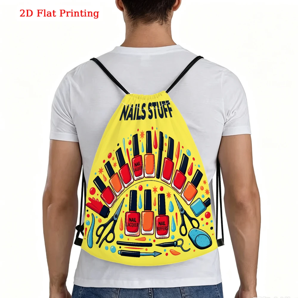 Fashion Drawstring Backpack, Nail Polish Art Print Gym Sports Bag, Outdoor Travel Cinch Sack