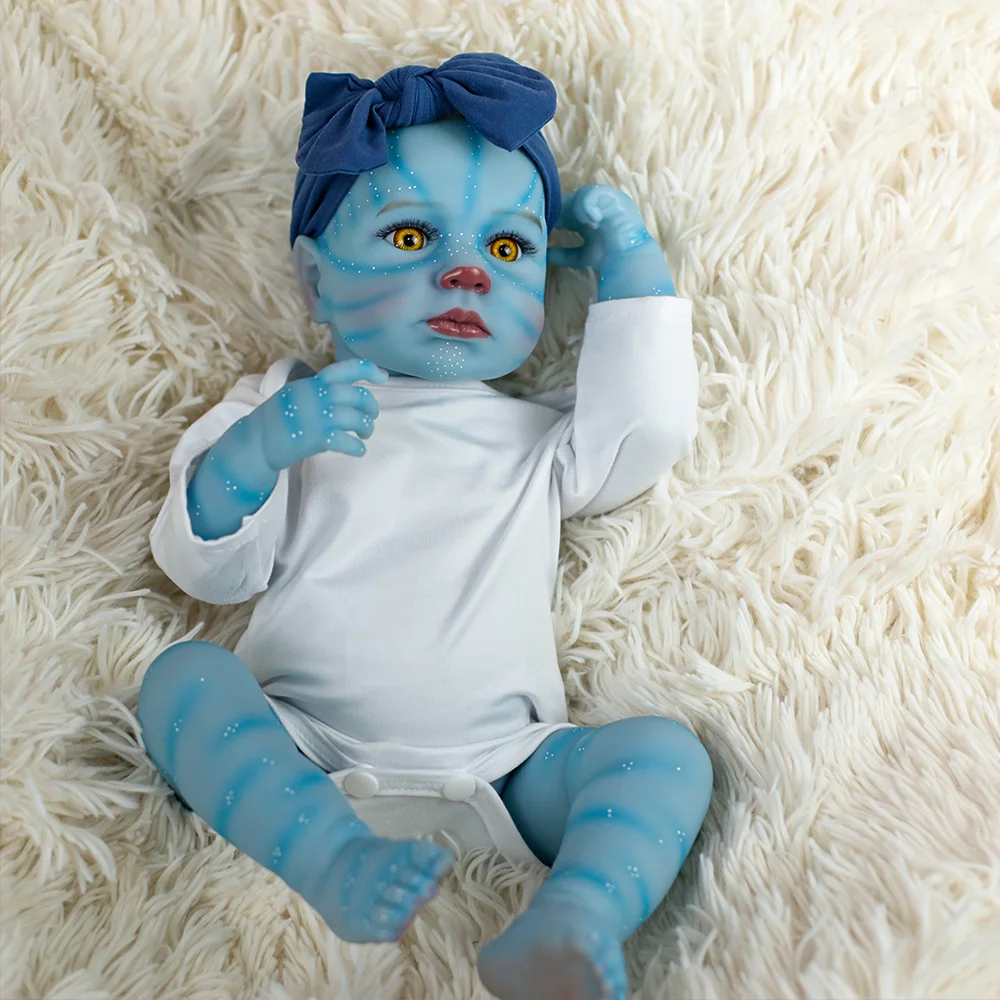 19 inch Loulou Avatar herboren babypop volledig siliconen vinyl meisjeslichaam met geschilderd haar handgemaakte levensechte kerstspeelgoedcadeaus