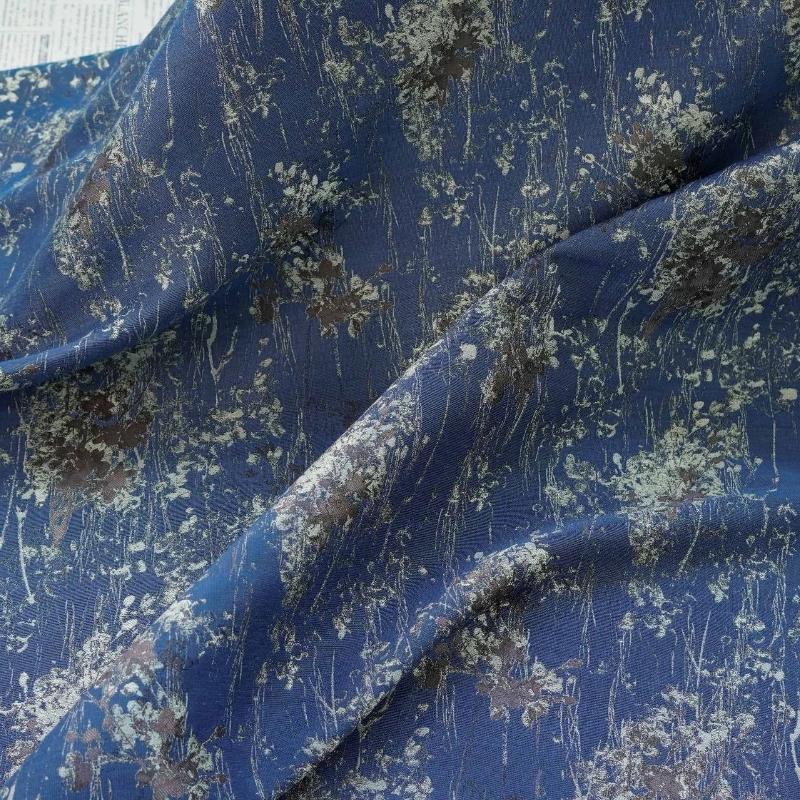 Ink Wash Hazy Mountain Wild Flowers Plants Color Woven Jacquard Fabric Fashion Qipao Retro Dress Tablecloth Decorative Fabric