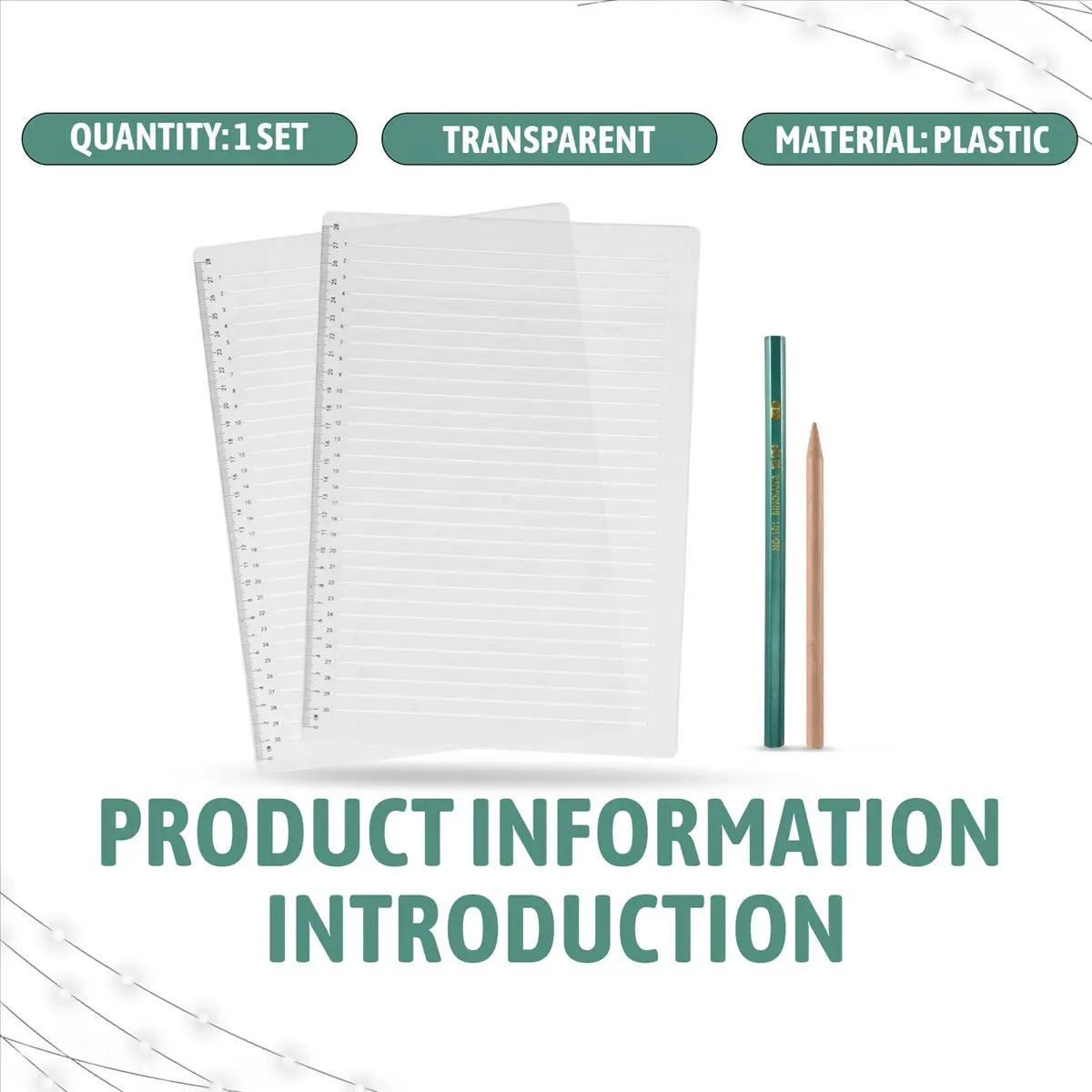 OK 2 Pcs Plastic Straight Line Stencil Template for Journaling Spacing Line Lettering Guide 11 Inch Scale Writing Ruler