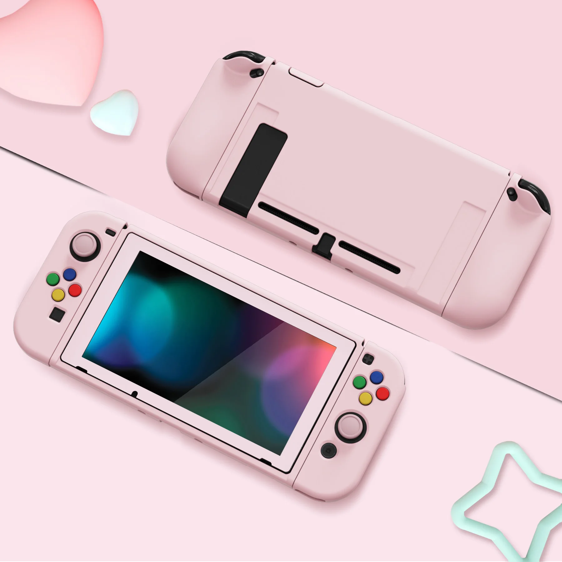 PlayVital ZealProtect Miękkie etui ochronne na Nintendo Switch z osłoną ekranu ze szkła hartowanego i uchwytami na kciuki - 8 kolorów