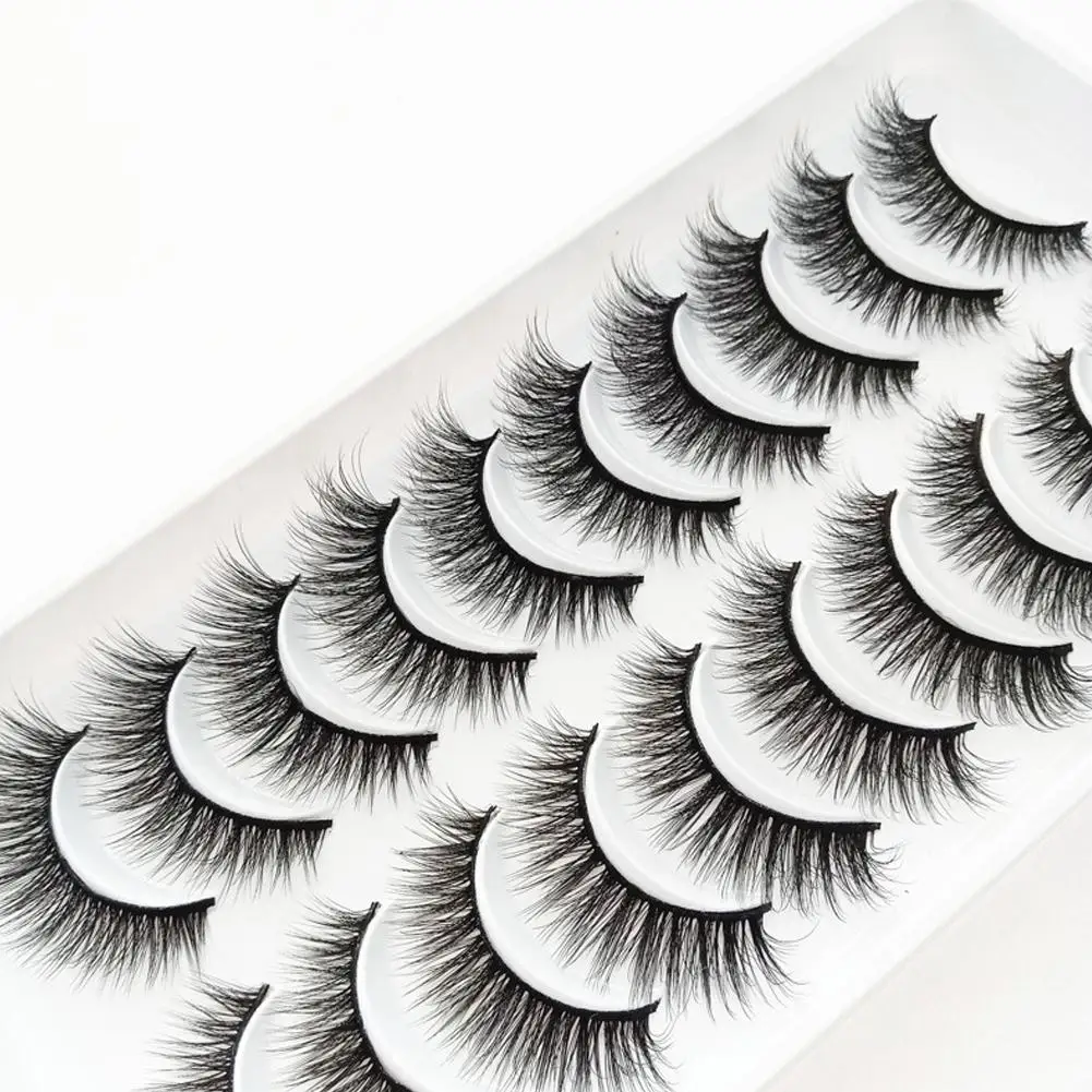 3D False Eyelashes Ten Pairs Pack Voluminous Multi Layered Soft Reusable Eye Lashes Makeup Tools Beauty Dramatic Natural Look