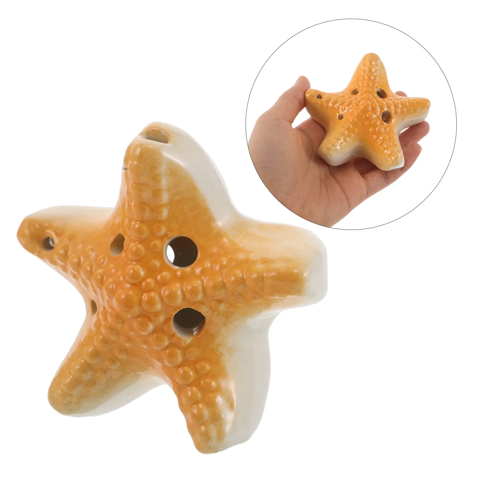 Star Shaped Ceramic Ocarina Six Hole C Key Bright Color Easy to Play Melodious Sound for Children Beginners Classroom Beach