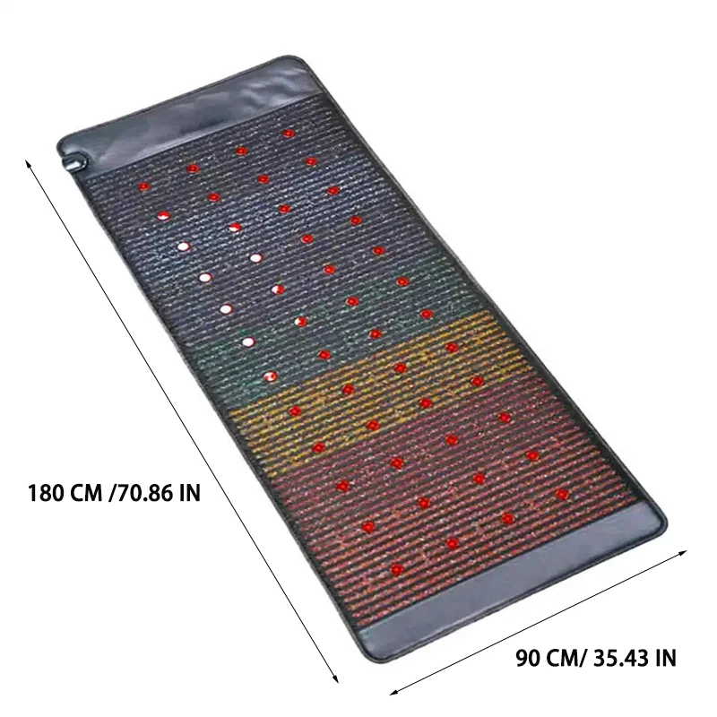 180*90CM Far Infrared Heating Single Photon Therapy PEMF Massage Mat With 7 Gemstone For Infrared Physiotherapy Detoxification