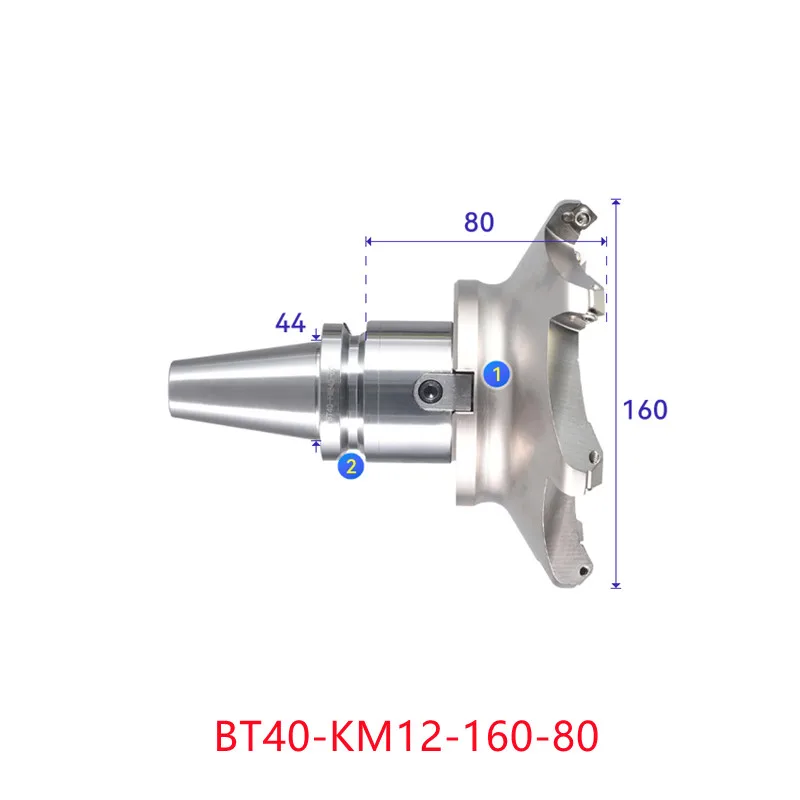 

Face end mill BT40-KM12-160-80 shoulder milling cutter Stainless steel body Tool holder set CNC Milling New