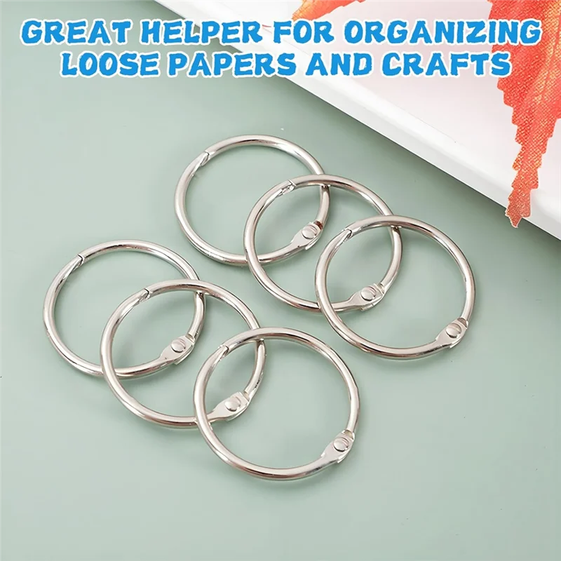 【People Favorite】15 Pack Nickel Plated Steel Paper Book 4 Inch Extra Large Metal Loose Leaf Binder Rings Keychain Key Binder Rin