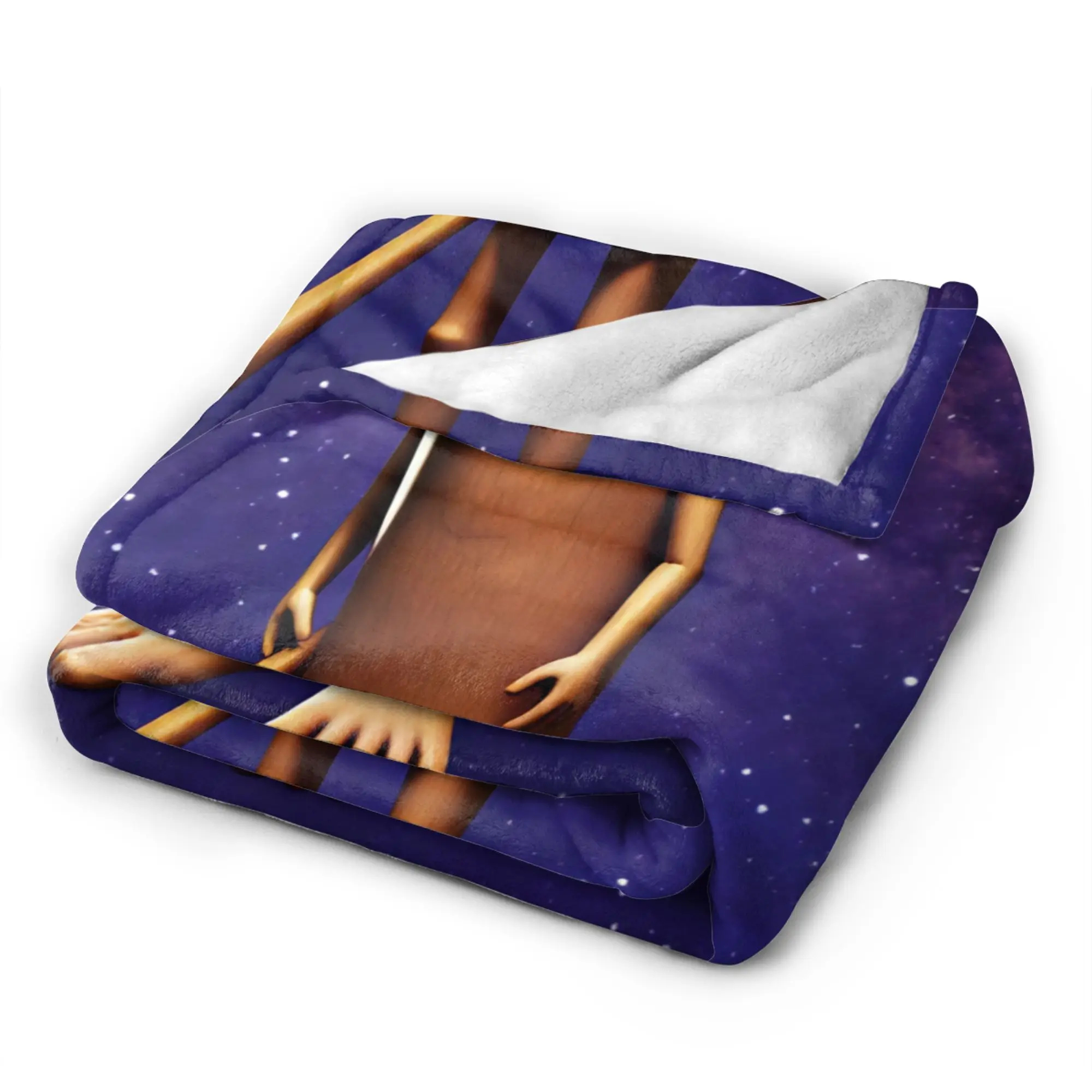 Tung Tung Sahur Outer Space Galaxy Cosmic Cartoon Bedding Throws Cozy Print Blanket For Outdoor Plane Travel Flannel Bedspread