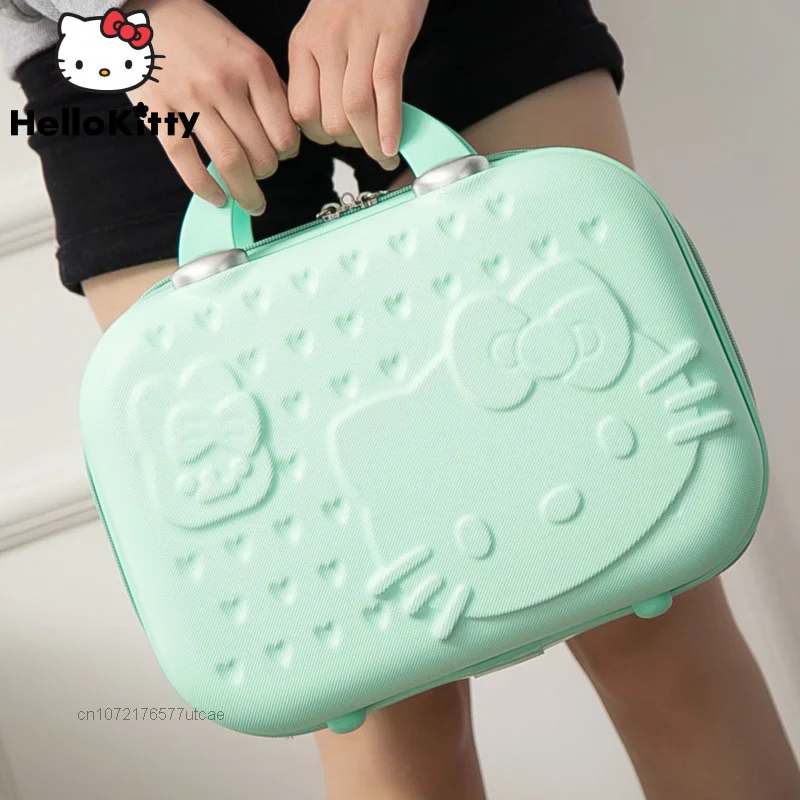 

Sanrio Hello Kitty Sweet Cute Cartoon Cosmetic Cases Fashion Women 14 Inch Makeup Boxes Portable Large Capacity Storage Bags