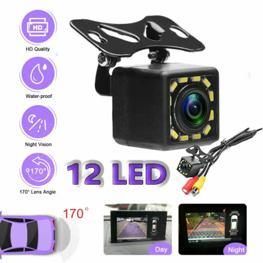 

Car Rear View Backup Camera 170° 4LED IR Night Vision Fit For Universal Dash Cam