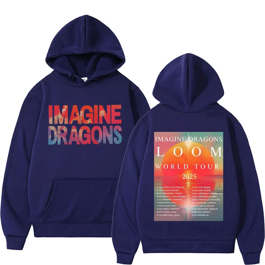 Imagine Dragons Loom World Tour 2025 Concert Hoodies Men Women Harajuku Hip Hop Punk Style Pop Music Oversized Sweatshirt Hoodie