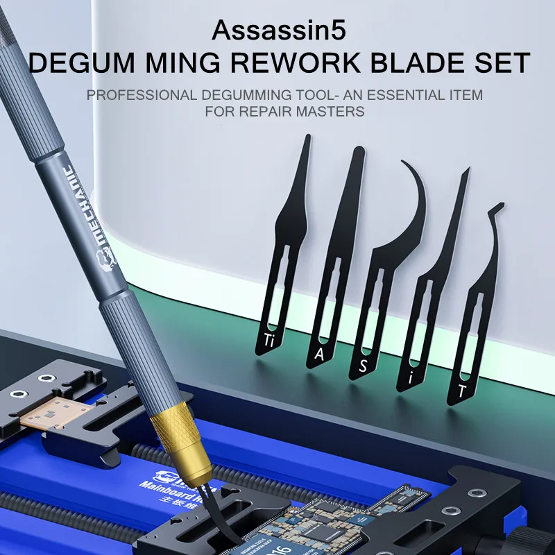 Assassin mécanique 5 5 pièces, jeu de lames de retouche de dégommage professionnel, couteau grattoir pour téléphone carte mère IC CPU réparation outils de coupe