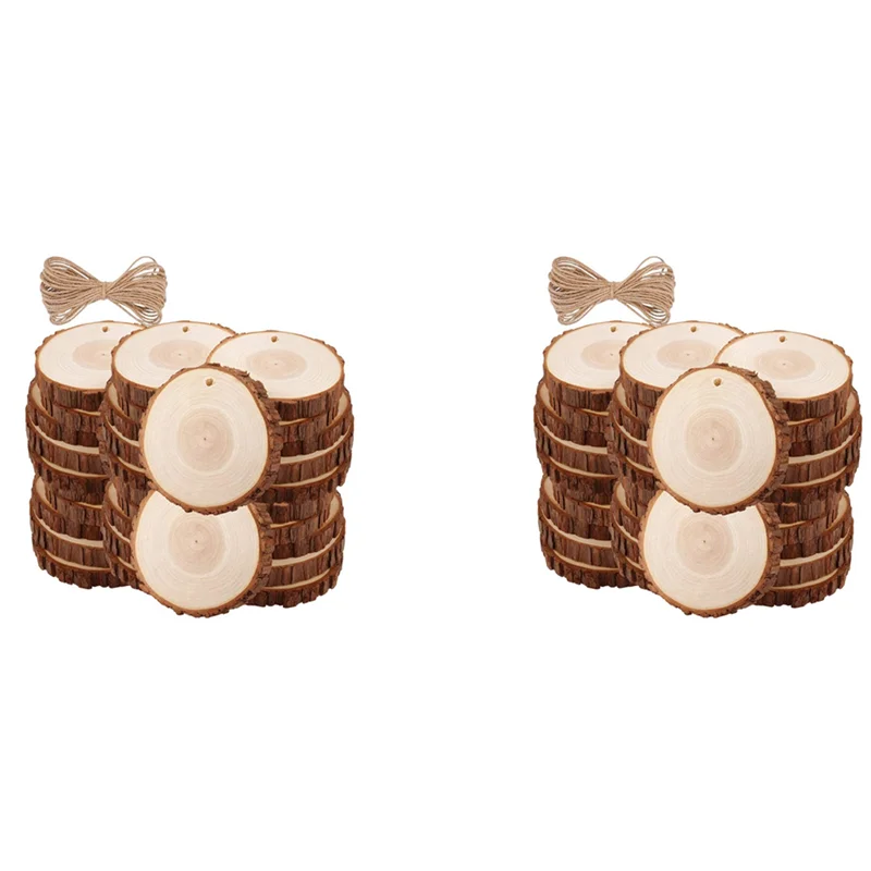 

60 шт. незаконченные ломтики дерева с корой для поделок, деревянный комплект, круги, бревенчатые диски для рукоделия, свадебные украшения