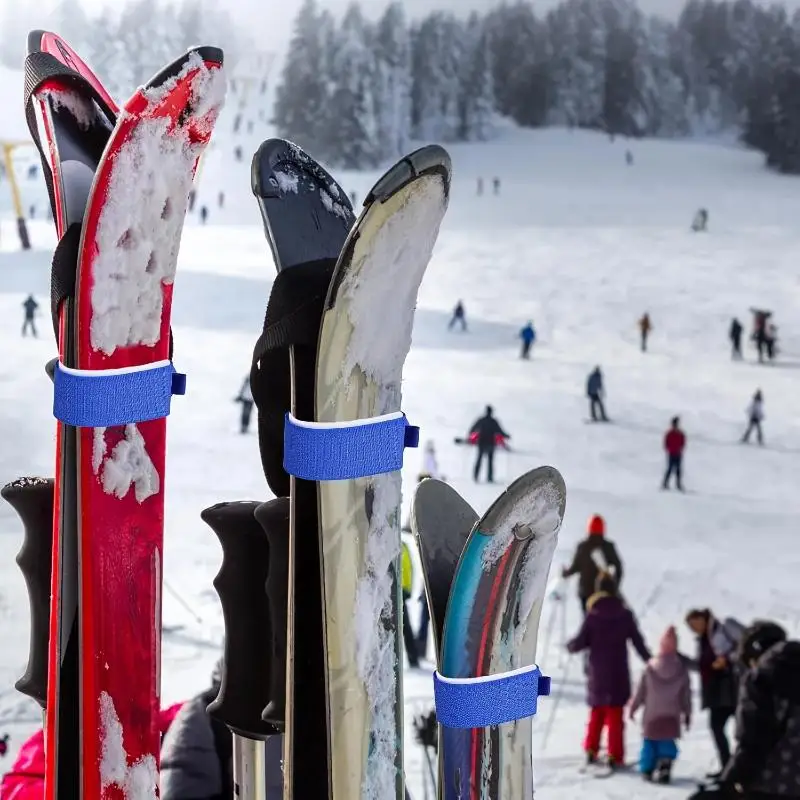 

4pcs Ski Straps - Nylon Snowboard & Sled Fixing Belts | Portable Outdoor Ski Board Accessories For Easy Transport And Storage