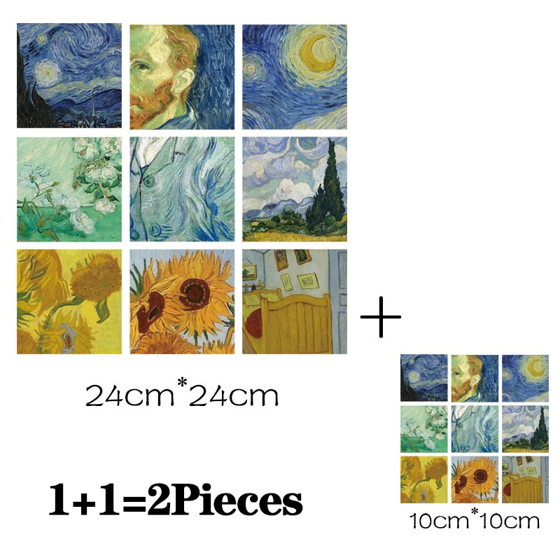 2Pcs/Lot Van Gogh David Mona Lisa Ironing Heat Thermal Transfer Fusible Stickers Iron On Thermoadhesive Patches For Clothing DIY