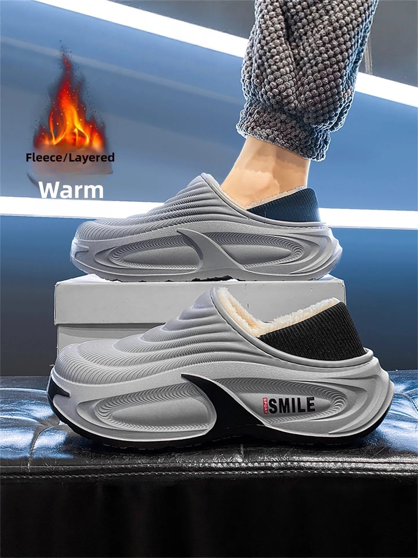 Zapatillas de algodón para hombre, pantuflas de invierno con forro polar grueso, cálidas para uso doméstico, impermeables, antideslizantes, con suela suave, estilo informal.