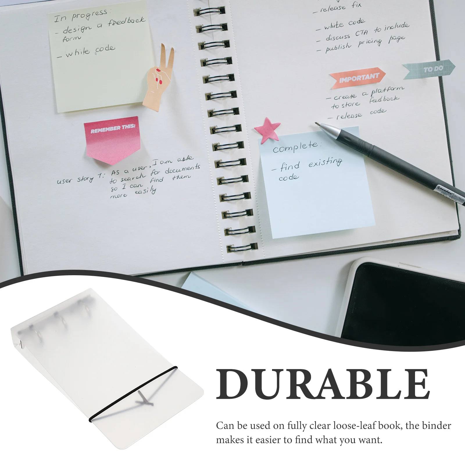 

3Pcs Clear Notebook Binder Covers Loose Leaf Binder Accessories for School Office Study Clear Binders Binders