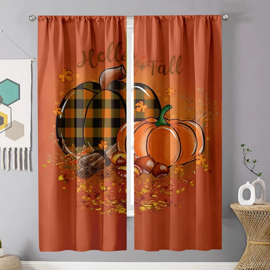 Home Office Quotes - 2PCS Tirai Cetak Digital, Motif Kotak-kotak
