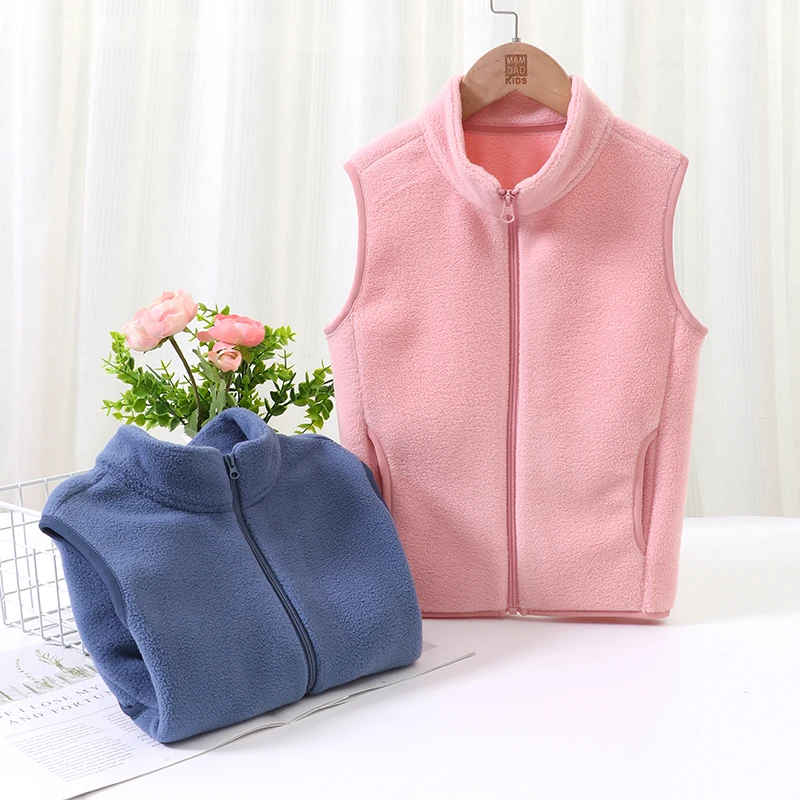 3-18 Years Boys Girls Children Outerwear Vest Fall Winter Thermal Boys Girls Sleeveless Polar Fleece Warm Thick Kids Vest