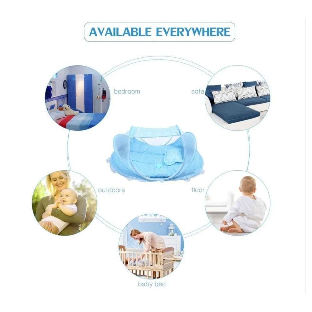 Baby Bedding Crib Netting Folding Baby Mosquito Nets Bed Mattress Pillow Three-piece Suit For 0-3 Years Old Children