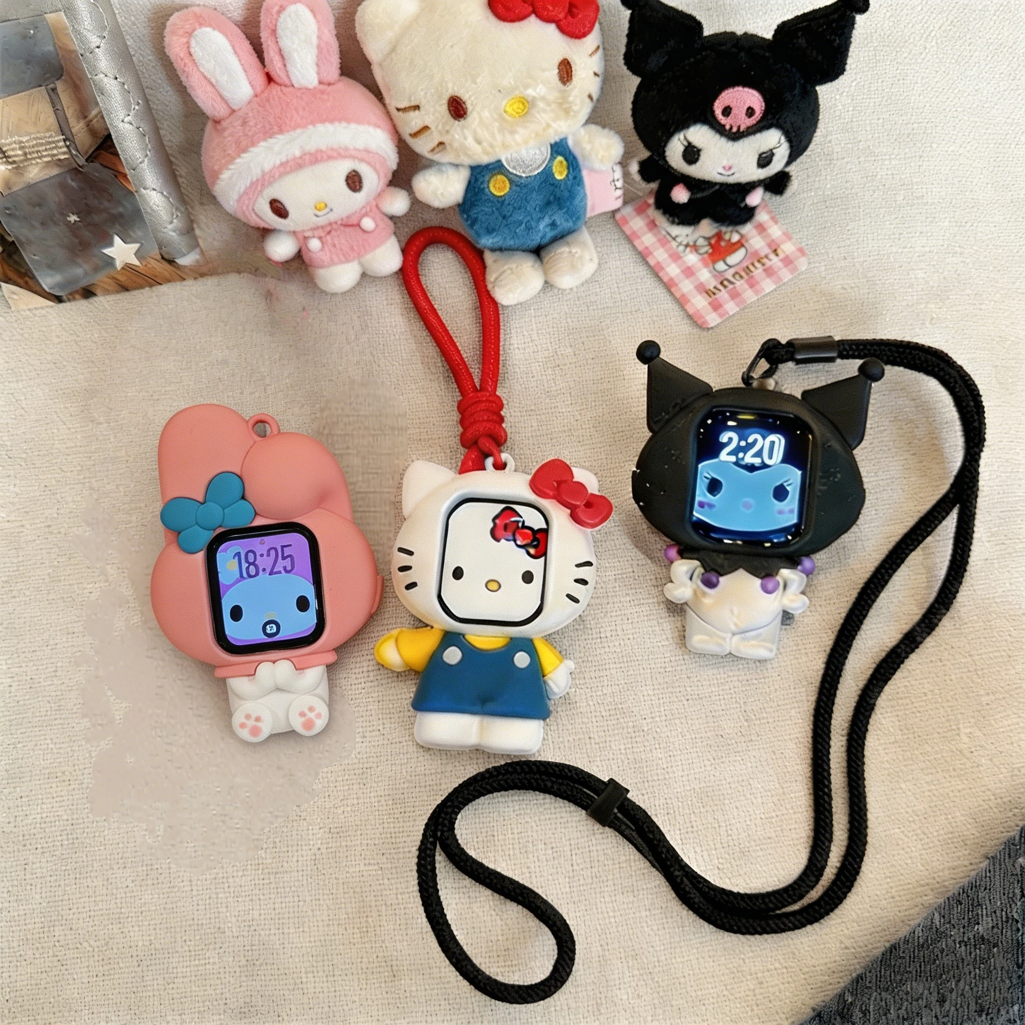 Kawaii Sanrio HelloKitty My Melody Kuromi Lanyard Protective Silicone Case for Apple Watch Series S11 10 9 8 7 Cute Cartoon