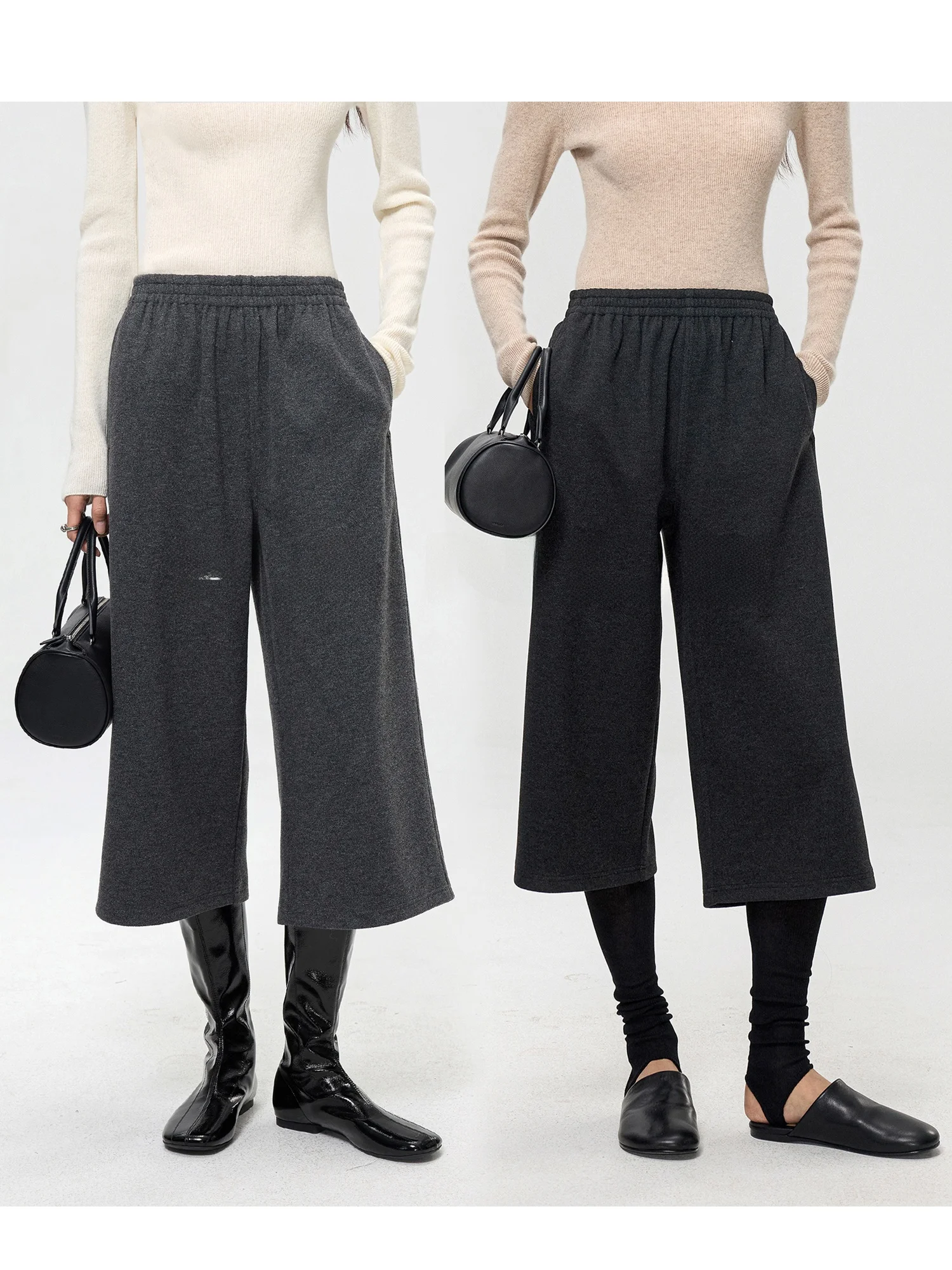 

Брюки FANLE STUDIOS Sli Blogger, двухслойные, из утолщенной шерсти, теплые, широкие, укороченные (7/8), с высокой талией, повседневные, для отдыха