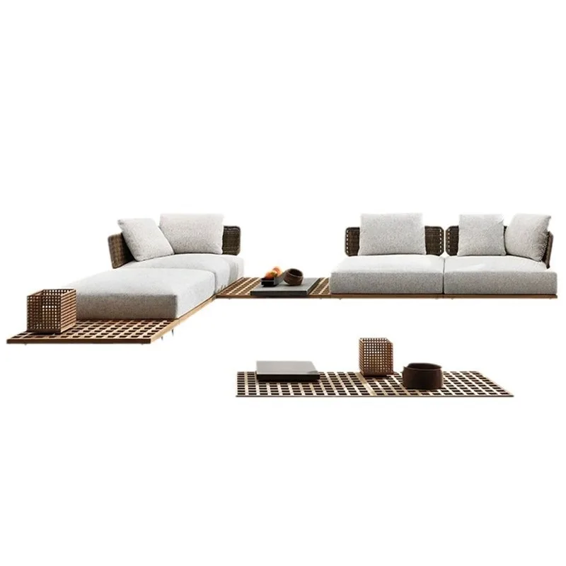 Nordic outdoor courtyard sofa set: PE rattan sofa