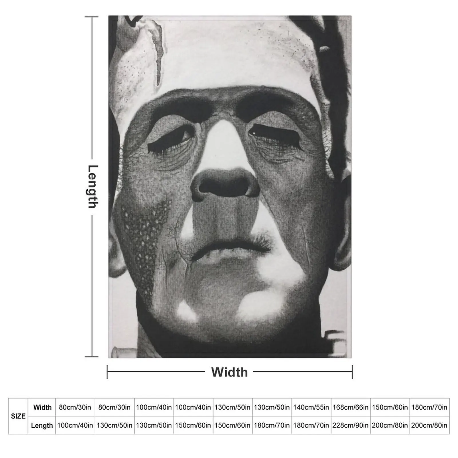 Classic Monster Frankenstein Charcoal Drawing Throw Blanket Camping blankets ands Decorative Sofas Sleeping Bag Softest Blankets