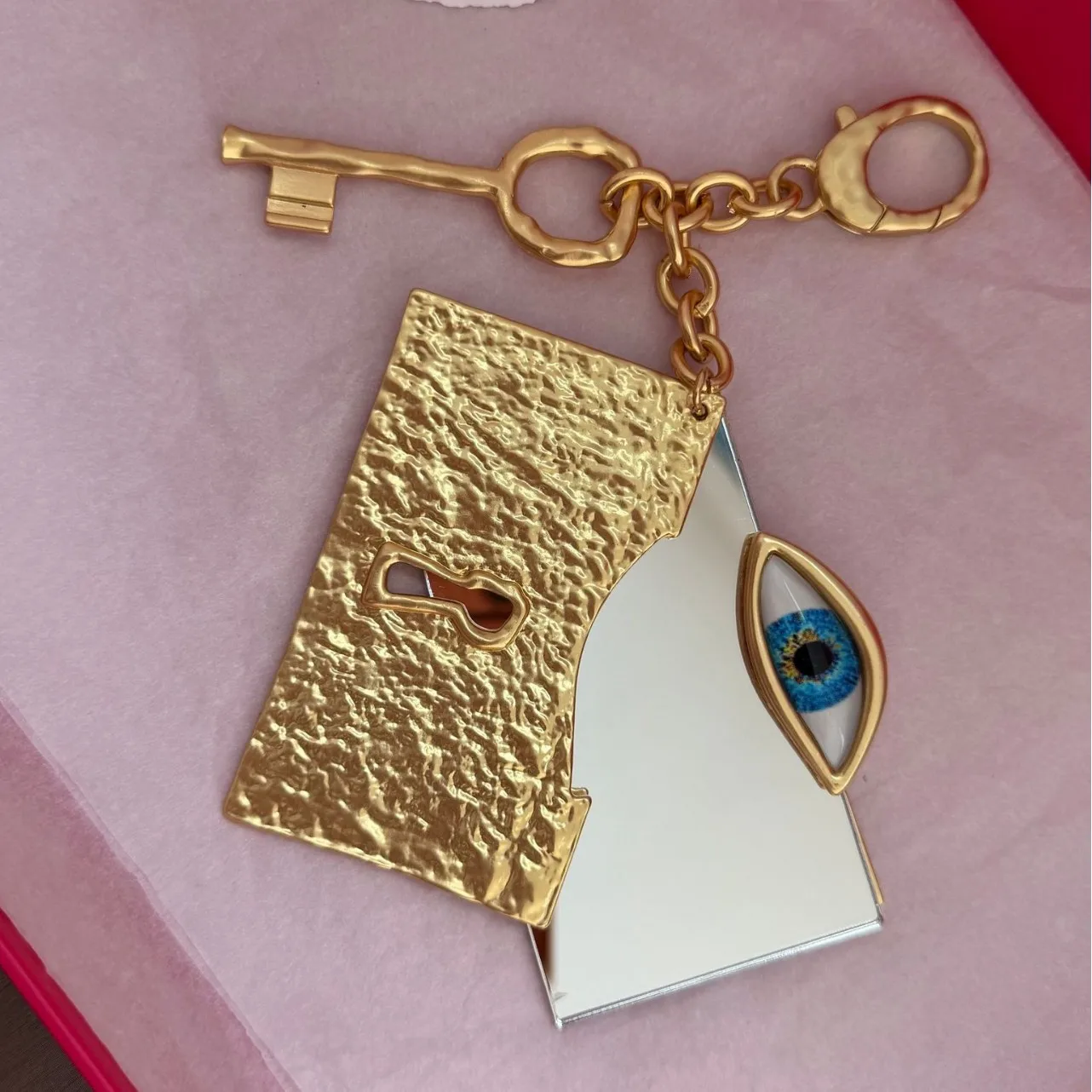 Yin Yin's Treasure Store Retro style, square irregular keyhole, brass key bag clasp
