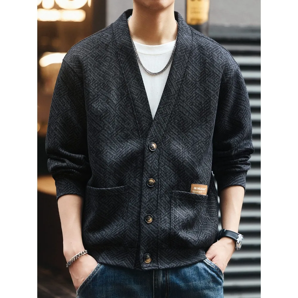 

Ретро уличная брендовая жаккардовая кардиган с капюшоном, мужская осенняя новинка 2025 года, свободная куртка с длинными рукавами