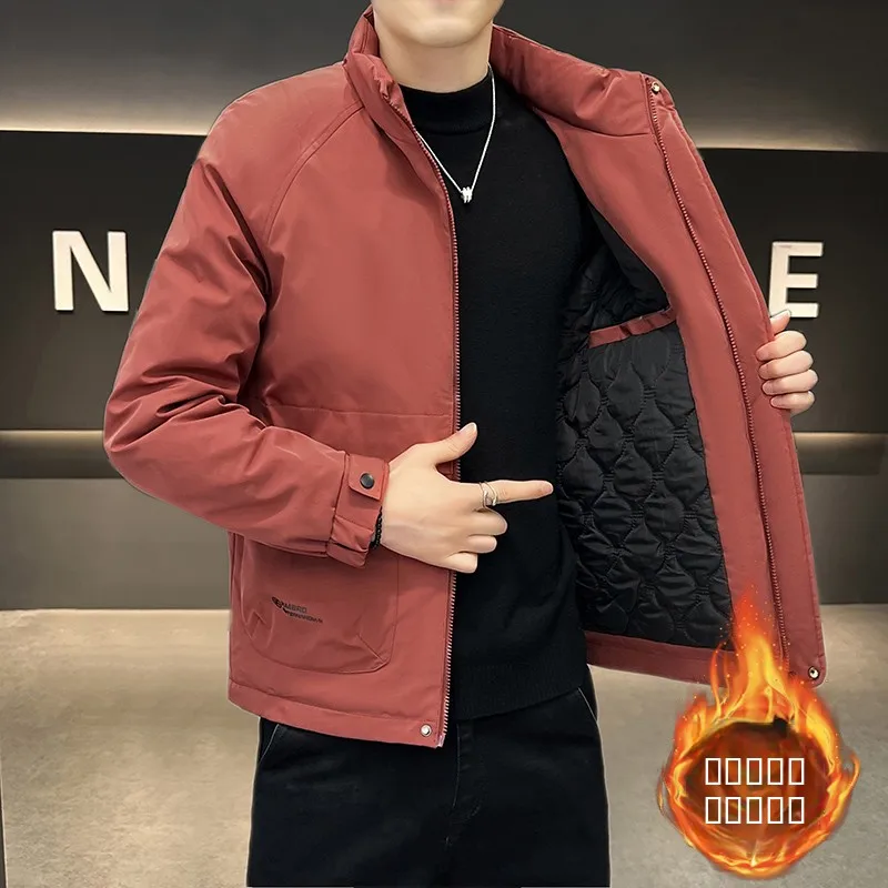 

Мужская хлопковая куртка свободного кроя с утолщенным воротником-стойкой, повседневная, в рабочем стиле, осенне-зимняя новинка из полиэфирного волокна