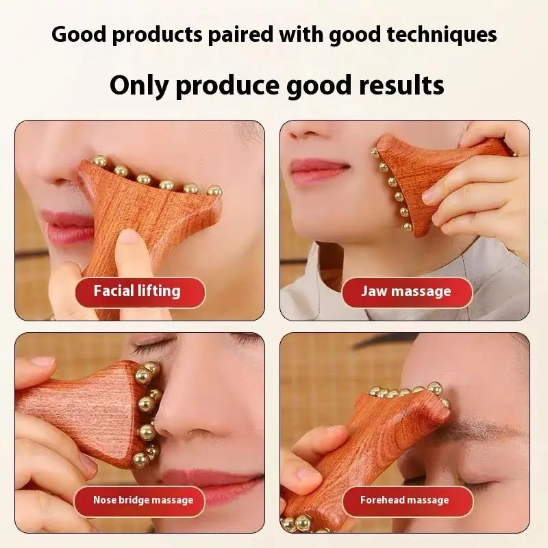 مشع الجلد المنقذ اللمفاوي السموم مدلك الوجه يتلاشى التجاعيد شركة الفك والعينين أداة التجميل الخشب النحاس الطبيعي #4