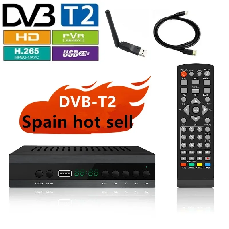 

New JN-821T2 Spain EU TDT HD TV Box DVB-T2 H.265 HEVC FTA Tuner PVR Digital SCART TV Receiver STB for High-definition Channels