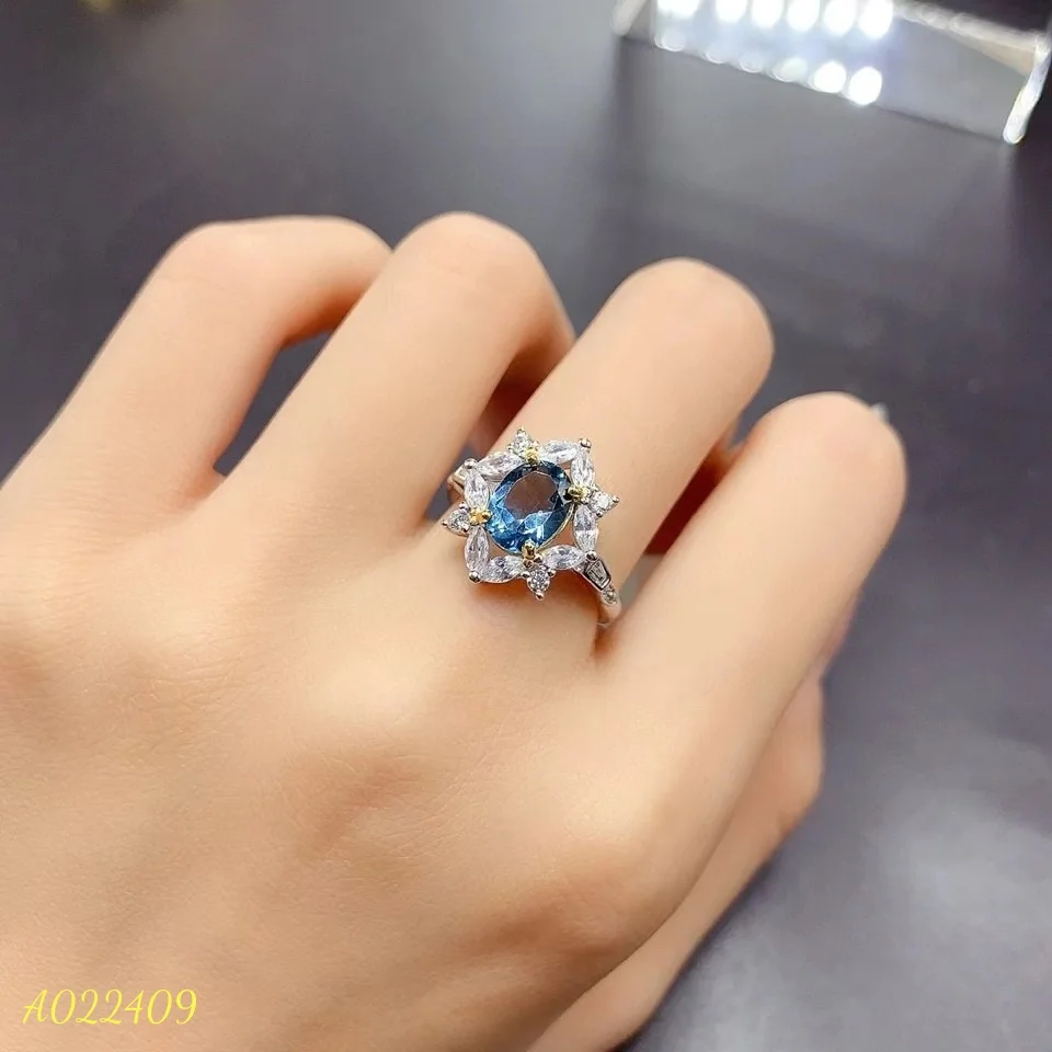 

KJJEAXCMY Natural Swiss Blue Topaz Colored Sapphire Mixed Tower Women's Rings S925 Sterling Silver Inlaid Birthday Party Wedding