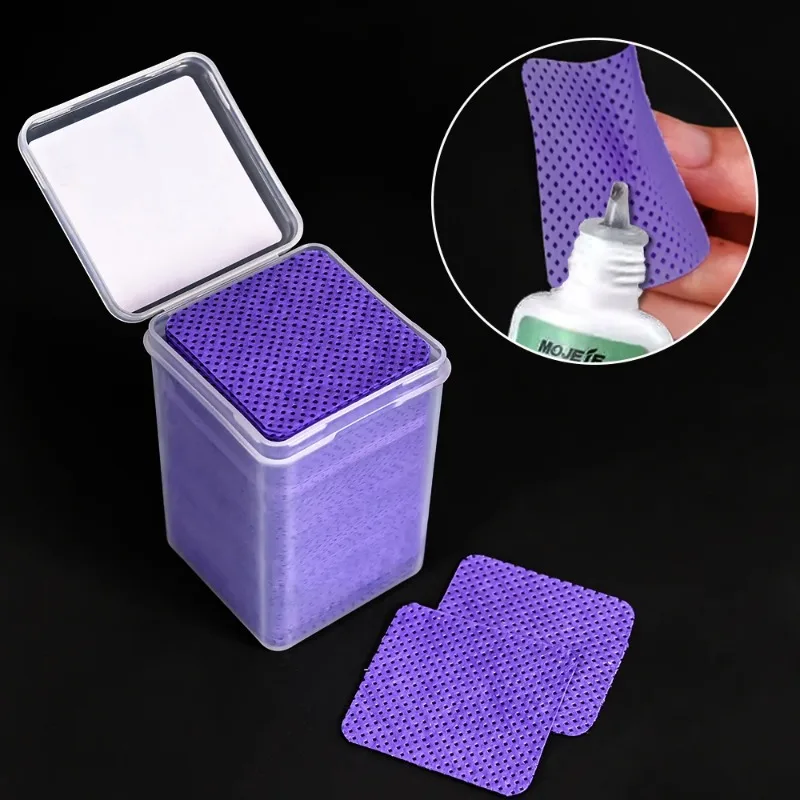 100/200/400 Pcs Nail Towel Eyelash Adhesive Nail Cleaning Cotton Pad Adhesive Wiping Cloth Nail Washing Cotton Removal Cotton