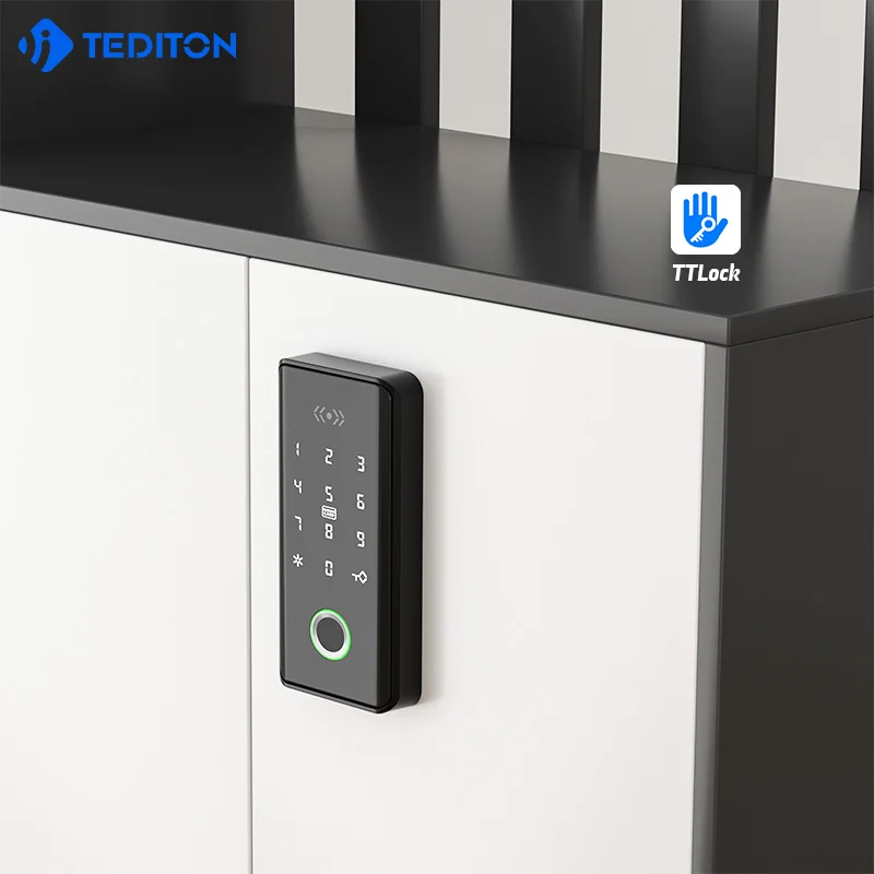 Tediton Smart Cabinet Lock Drawer Code Security Ttlock APP Digital Biometric Fingerprint Cabinet Lock