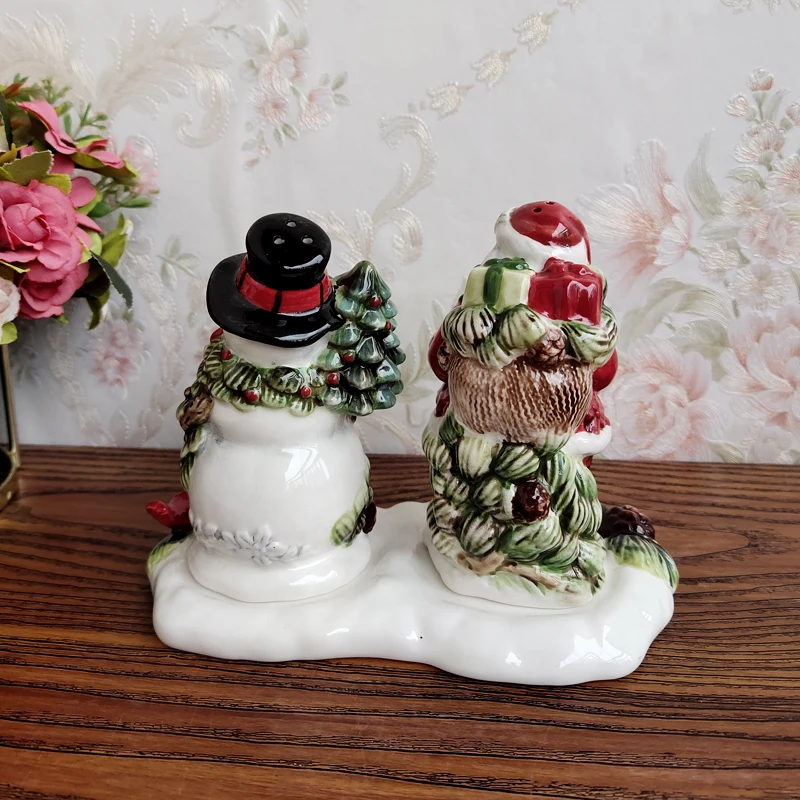 Living Room Decoration Figurines Ceramic Santa Claus Snowman Seasoning Bottle Small Figure Ornaments in The Living Room