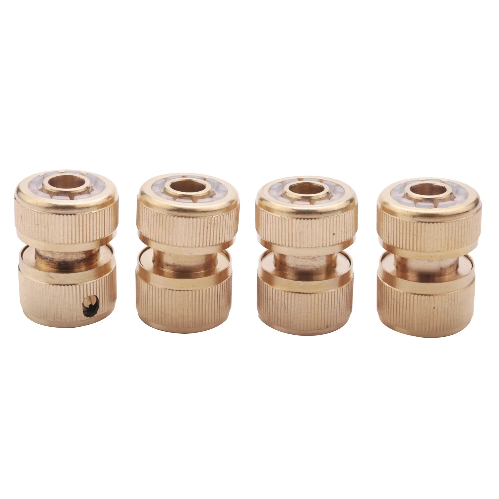 

4 Pc Brass Hose Connector Hose End Quick Connect Fitting 1/2 inch Hose Pipe Quick Connector for Gardening Home Watering Car W