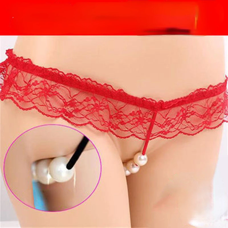 

3XL Sexiest Panties Women Lingerie Pearls Open Crotch G-string Miniature Panties Underwear Lace Seamless Free Shipping Thong New