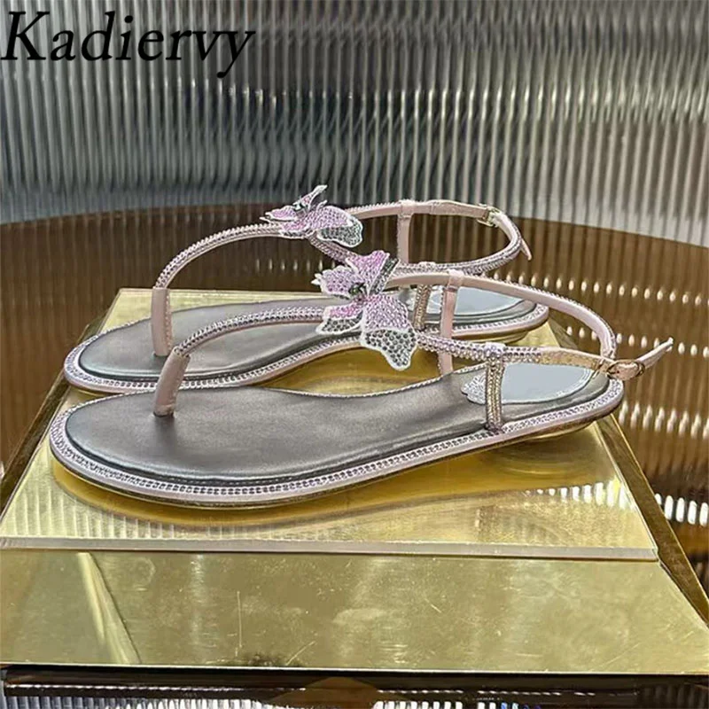 

Summer New Sandals Woman Flip Flops Pearl Flower Party Dress Shoes Woman Vacation Bohemian Sandals Flat Sandalias Woman
