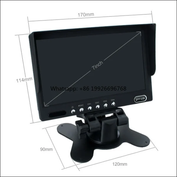 

12V 24V 7 Inch LCD Display Screen 4 Channel Video Input Monitor Support 4 Cameras Rear View Backup Safety System for Truck Bus f