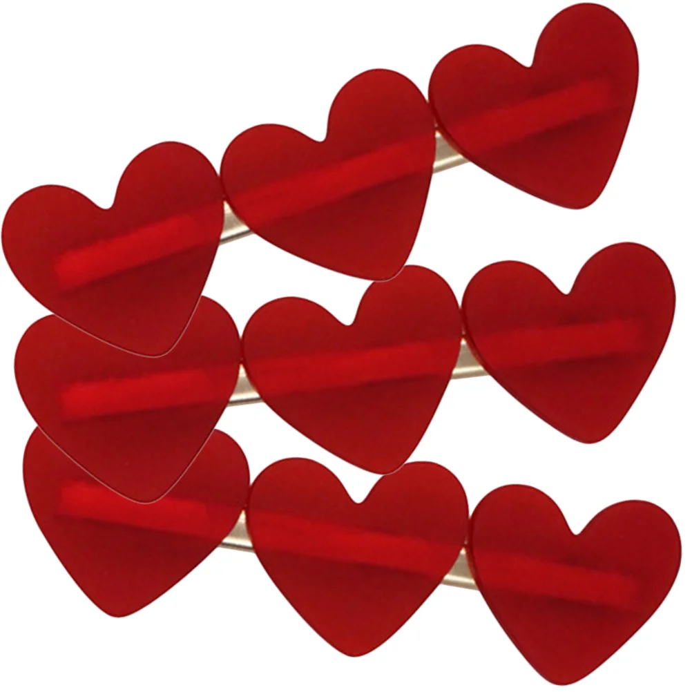 

3 Pcs Red Hair Clip Love Hairpin Clips for Accessories Heart-shaped Side Hairpins Styling Girls
