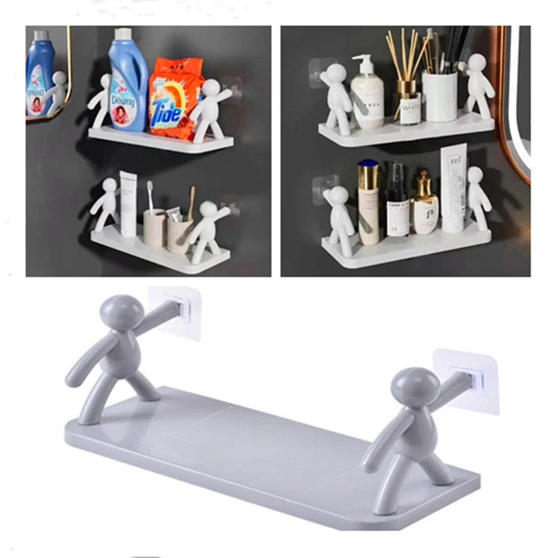 Human-shaped Bathroom Shelves Punch-free Wall Hanging Corner Shelf Shower Storage Rack Holder Makeup Organizer Kitchen Rack