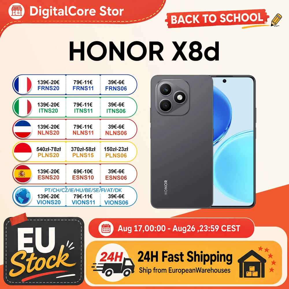 Smartphone HONOR X8d versión EU, Snapdragon 6s 4G Gen 2, pantalla AMOLED de 6.77 pulgadas, batería de 7000 mAh, carga superrápida de 45W, cámara principal de alta definición de 108MP, IP65