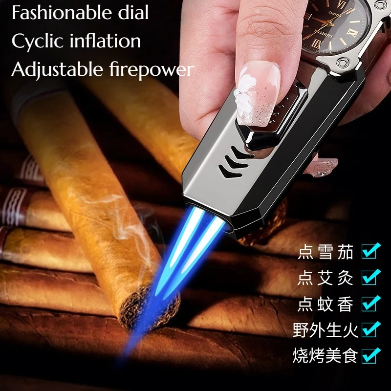 

Multifunctional Double Direct-ignition with Indicator Display Portable Cigar BBQ Ignition Device Cigarette Accessories