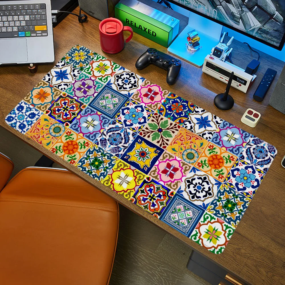 Moroccan Pattern Mouse Pad Large Gaming Pc Setup Accessories Computer Table Mousepad Gamer 900x400 Desk Mat Mats Office Xxl Pads