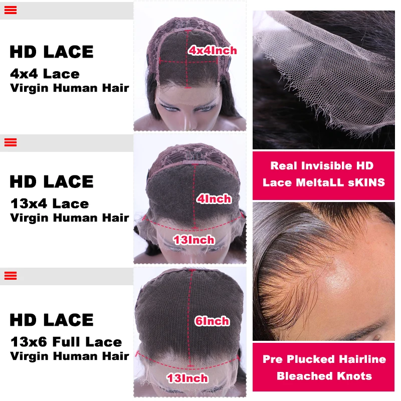 Queen Hair Deep Wave HD Lace Wigs Human Raw Hair Pre Plucked 13x6 13x4 5x5 HD Invisible Melt Lace Full Frontal Closure Wig