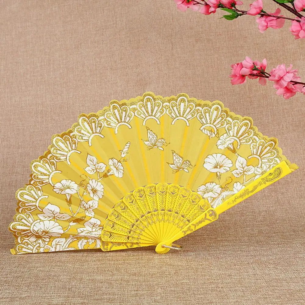 Vintage Silk Handheld Fan Art Craft Gift Retro Chinese Japanese Collapsible Fan Home Decoration Ornaments Dance Hand Fan